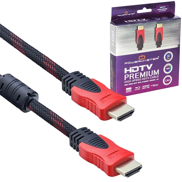 POWERMASTER 1.4V ÖRGÜLÜ POŞETLİ 1.5 METRE HDMI KABLO