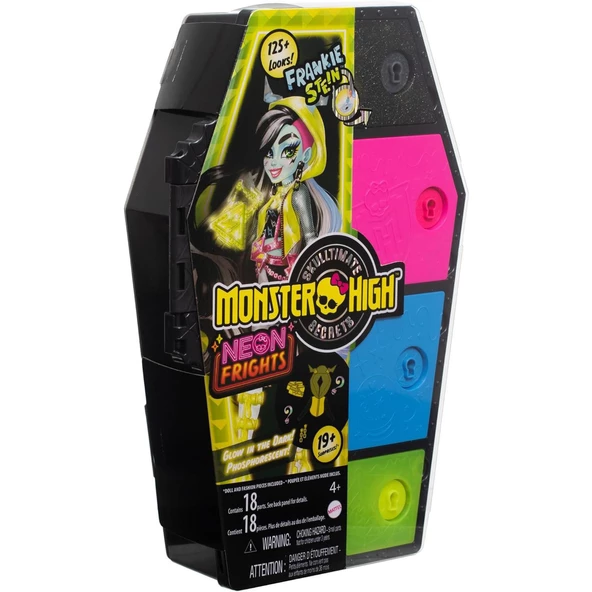 Orjinal Monster High Bebekleri Gizemli Arkadaşlar Neon Monster High Seri 3 Bebekleri Frankie Stein - 3