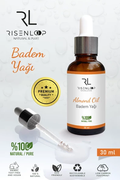 Risenloop Badem(tatlı) Yağı %100 Saf Doğal Seyretilmemiş Soğuk Sıkım Yağ 30 Ml