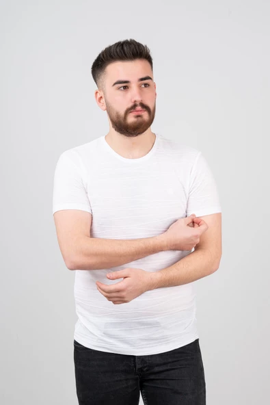 Extra Slimfit Sıfır Yaka Dokulu Erkek T-Shirt - 12