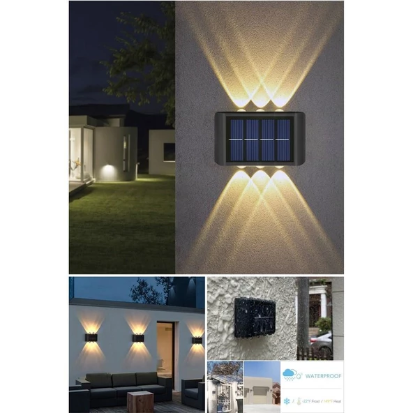 2'li Solar Duvar Aydınlatması 6 Ledli Gün Işığı - 2