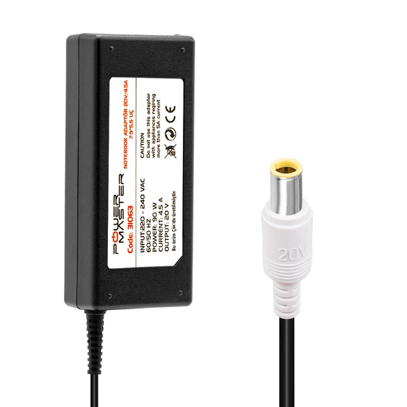 POWERMASTER PM-31063 20 VOLT - 4.5 AMPER 7.9*5.5 MM UÇLU IBM NOTEBOOK ADAPTÖR