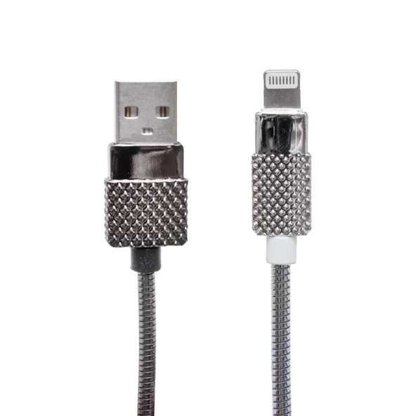 POWERMASTER METAL YAYLI IPHONE LIGHTNING 1 METRE USB DATA VE ŞARJ KABLOSU