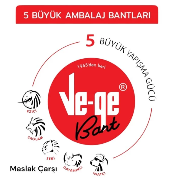 Koli Bandı Ve-Ge Aslan Şeffaf 45mm x 100m 48'li Koli - Resim 4