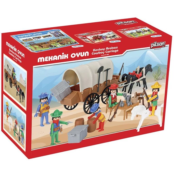 Pilsan Oyuncak Mini Mekanik Serisi: 2 Kovboy Arabası 04003