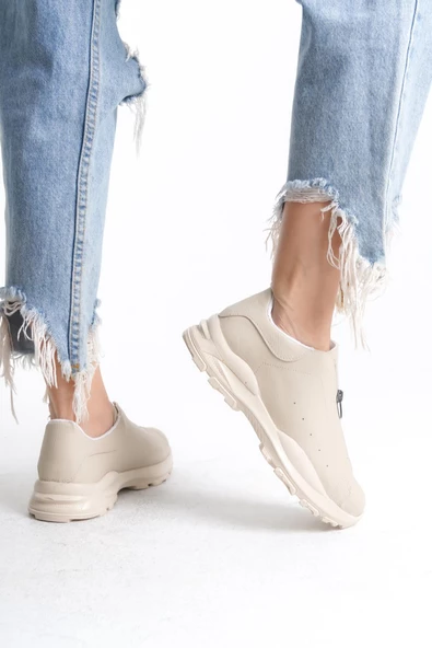 Kadın Önü Fermuarlı Rahat Hafif Tabanlı Günlük Ayakkabı - Resim 3