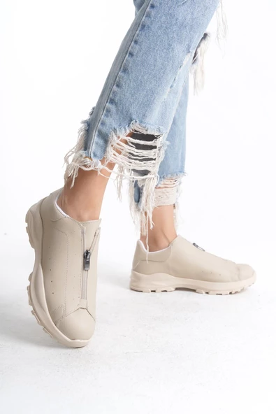 Kadın Önü Fermuarlı Rahat Hafif Tabanlı Günlük Ayakkabı ürün görseli 1