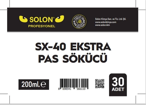 30 Adet (1 Koli) Extra Güçlü Profesyonel SX-40 Pas Sökücü Sprey 200 Ml. - 4