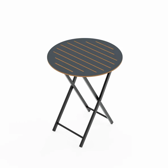 Eportatif Bahçe Masası Katlanır Bistro Masa Yuvarlak Füme 1489 - 2