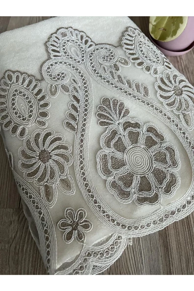 Olla ikili kadife havlu 50 × 90 krem cappuçino - Resim 4