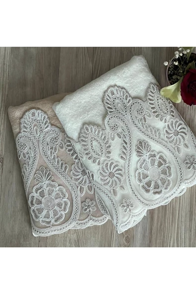 Olla ikili kadife havlu 50 × 90 krem cappuçino ürün görseli
