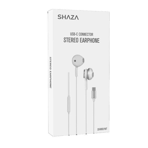 Shaza Stereo Ses Silikonlu Type-C Kablolu Kulaklık Beyaz - 2