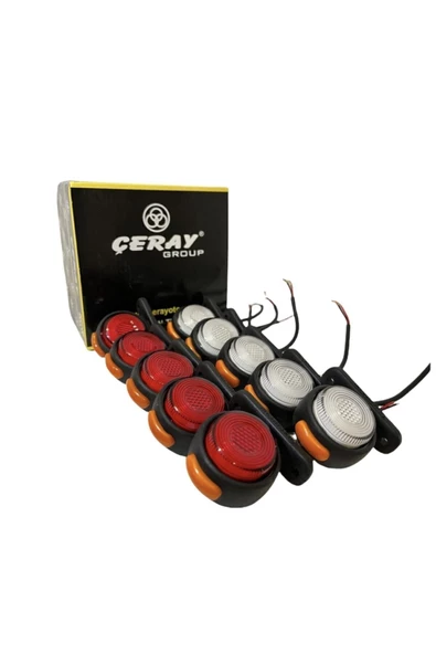ÇERAY (10 Adet) Neon Mini Takoz Kırmızı-beyaz 12v-24v