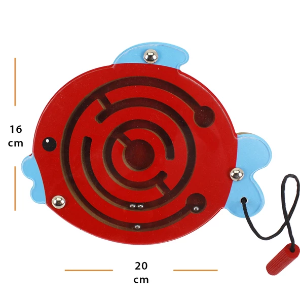 Toysilla Doğal Ahşap Hayvan Figürlü Mıknatıslı Labirentte Yol Bulma Oyuncağı - T3019