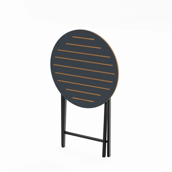 Eportatif Bahçe Masası Katlanır Bistro Masa Yuvarlak Füme 1489 - 3