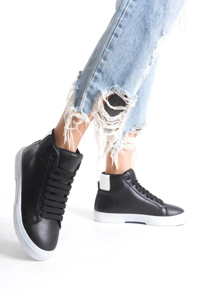 Kadın Günlük Sneaker Rahat Taban Bağcıklı Tam Kalıp High Sneaker - 2