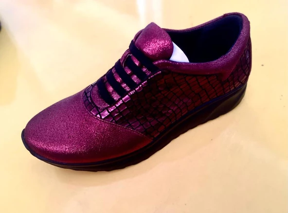 Kadın Ayakkabı13781k Bordo Günlük Platin Hafif Taban Ayakkabı 13781k