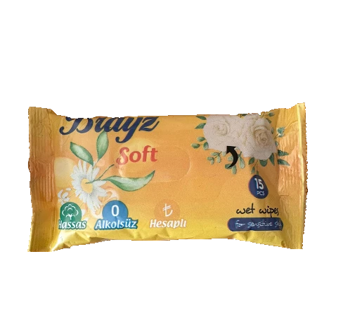 Brayz Soft Islak Mendil 15 Yaprak Sarı Çiçek Kokusu