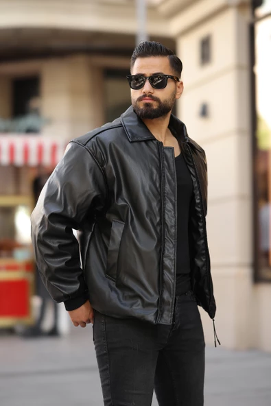 OVERSIZE ERKEK KIŞLIK DERİ MONT - 2