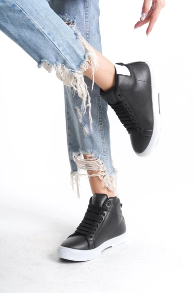 Kadın Günlük Sneaker Rahat Taban Bağcıklı Tam Kalıp High Sneaker - 3