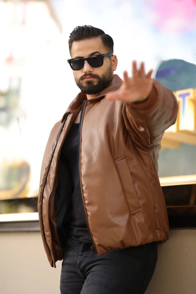 OVERSIZE ERKEK KIŞLIK DERİ MONT - 12