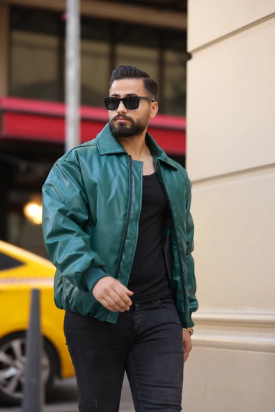 OVERSIZE ERKEK KIŞLIK DERİ MONT - 7