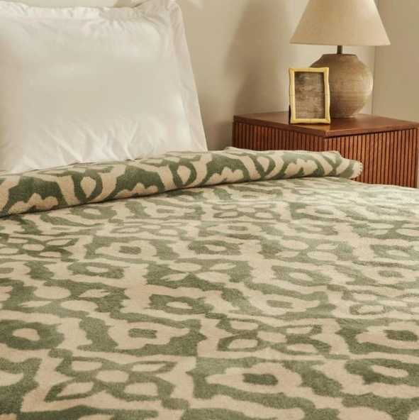 Karaca Home Rina Yeşil Çift Kişilik Pamuklu Battaniye - 4