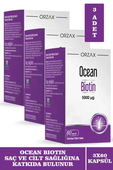 Ocean Biotin 5000 mcg 60 Kapsül 3 Adet - 1