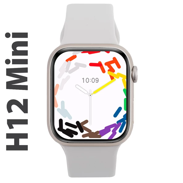 H12 Mini Akıllı Saat Gold Alüminyum Kasa Kırık Beyaz Silikon Kordon - 11