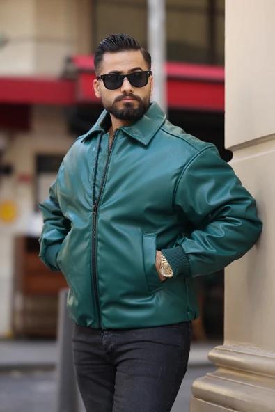 OVERSIZE ERKEK KIŞLIK DERİ MONT - 8