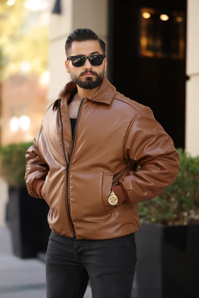 OVERSIZE ERKEK KIŞLIK DERİ MONT - 11