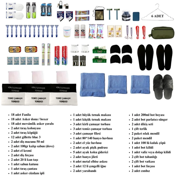 KARCAMP 18'li Vip Askeri Tıraş Malzemesi ile İç Çamaşır ve Temizlik Seti - 2