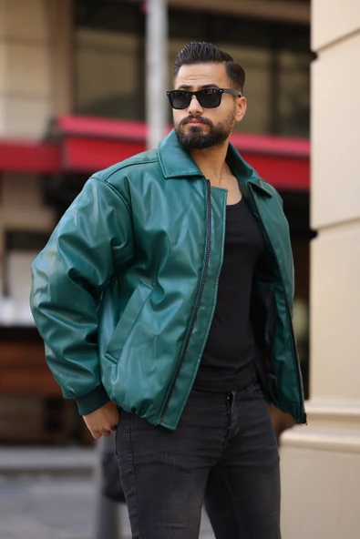 OVERSIZE ERKEK KIŞLIK DERİ MONT - 6