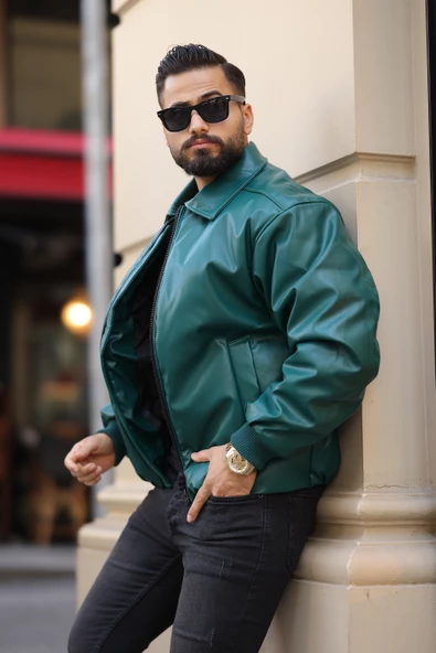 OVERSIZE ERKEK KIŞLIK DERİ MONT - 5