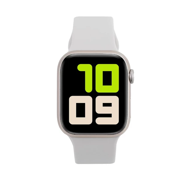 H12 Mini Akıllı Saat Gold Alüminyum Kasa Kırık Beyaz Silikon Kordon - 7