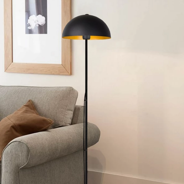 New Yorker Siyah Metal Lambader Salon Ofis Çalışma Odası Kolay Kurulum Dekoratif Ayak Puar Köşe Lambası - Resim 2