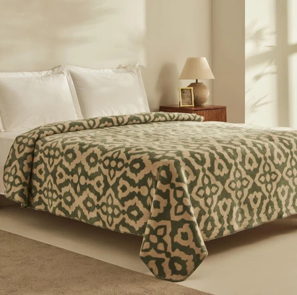 Karaca Home Rina Yeşil Çift Kişilik Pamuklu Battaniye - 2