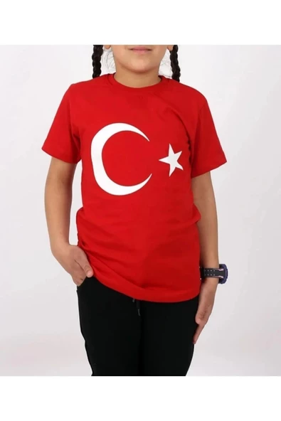 UNİSEX ÇOCUK TÜRK BAYRAĞI TİŞÖRT AYYILDIZ TİŞÖRT - 6