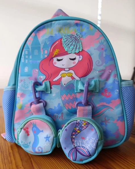 Vest Anaokulu Çantası Turkuaz Unicorn - Resim 2