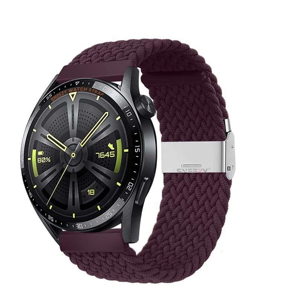 Amazfit Watch GTR 3 Pro-GTR 3-GTR 2e-GTS 2-GTR 47mm 22mm Metal Klips Solo Fiberlink Örgü Kordon  Mürdüm