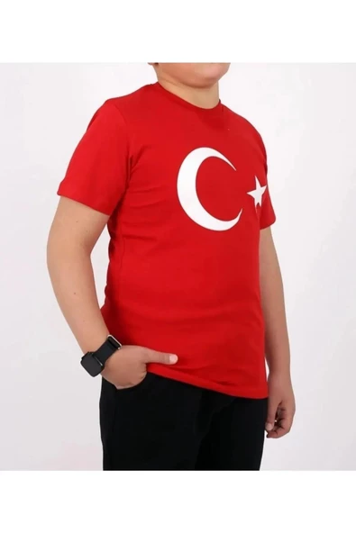 UNİSEX ÇOCUK TÜRK BAYRAĞI TİŞÖRT AYYILDIZ TİŞÖRT - 4