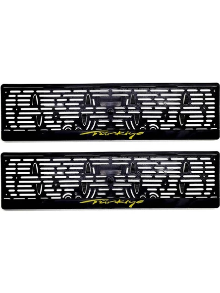 Türkiye Yazılı Plastik Plakalık Plaka Altlığı Çıtalı 2'li Sarı