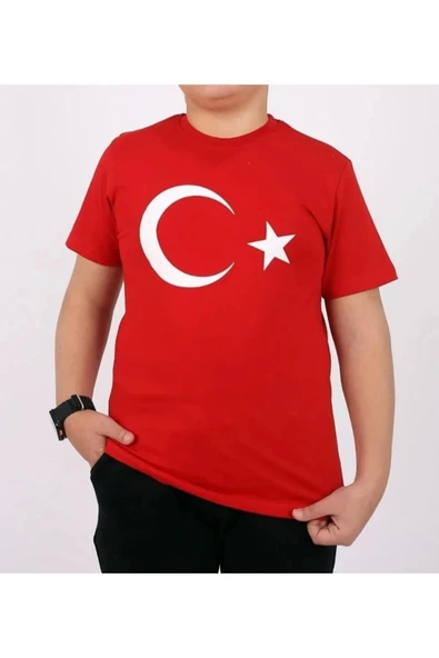 UNİSEX ÇOCUK TÜRK BAYRAĞI TİŞÖRT AYYILDIZ TİŞÖRT - 3