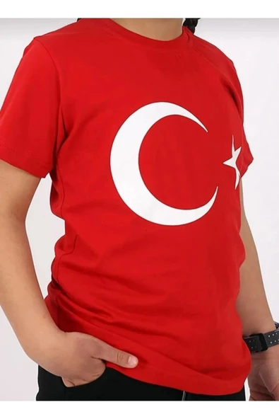 UNİSEX ÇOCUK TÜRK BAYRAĞI TİŞÖRT AYYILDIZ TİŞÖRT - 2