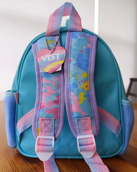 Vest Anaokulu Çantası Turkuaz Unicorn - Resim 3