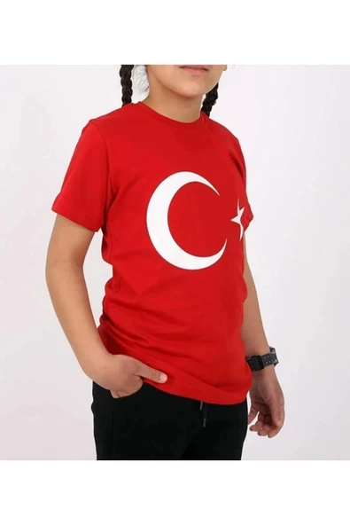 UNİSEX ÇOCUK TÜRK BAYRAĞI TİŞÖRT AYYILDIZ TİŞÖRT - 5