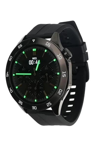 HT04 Akıllı Saat Siyah Silikon Kordon Çinko Alaşım Kasa - 5