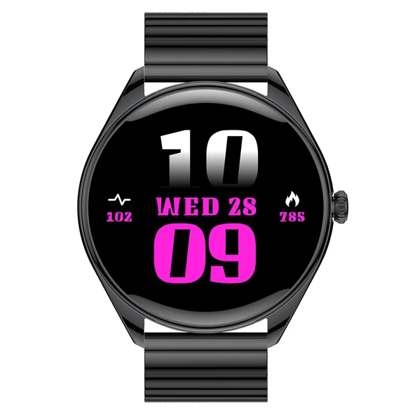 Ultra Thin Akıllı Saat Yuvarlak Çelik Kasa Metal Kordon - 3