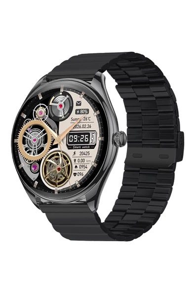 Ultra Thin Akıllı Saat Yuvarlak Çelik Kasa Metal Kordon - 10