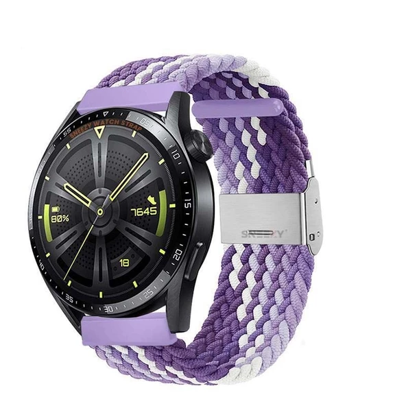 Xiaomi Watch S1 -S1 Active -Mi Watch -Watch Color 22mm Uyumlu Metal Klips Solo Fiberlink Örgü Kordon  Lila Beyaz